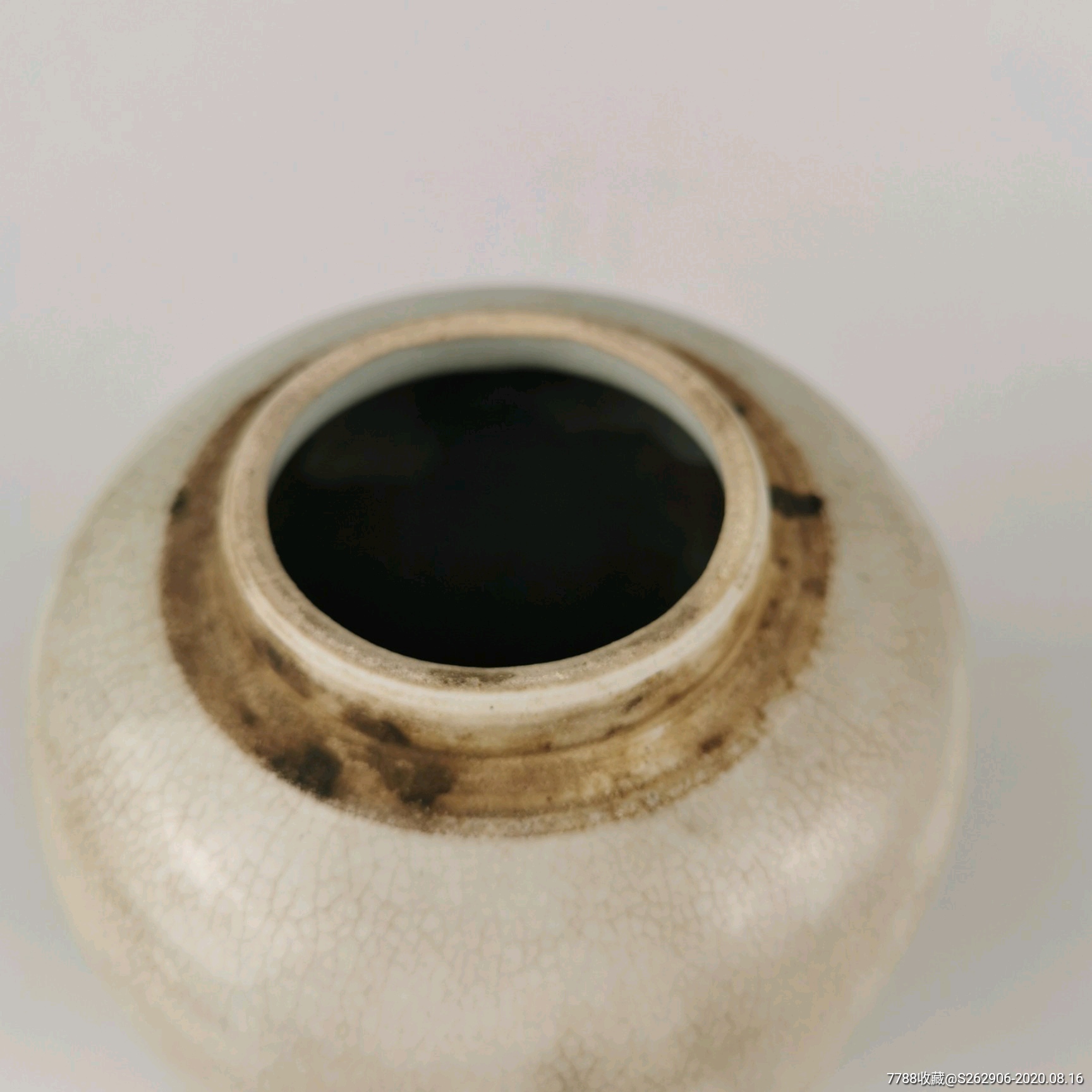 晚清民国白瓷茶叶罐白釉开片盖罐古玩古董老瓷器瓷罐