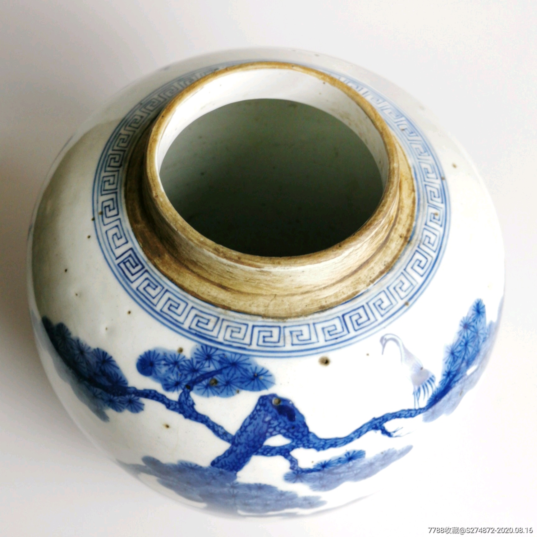 清代青花松竹梅瓷罐青花罐古玩瓷器收藏品古董民俗老物件陈设摆件