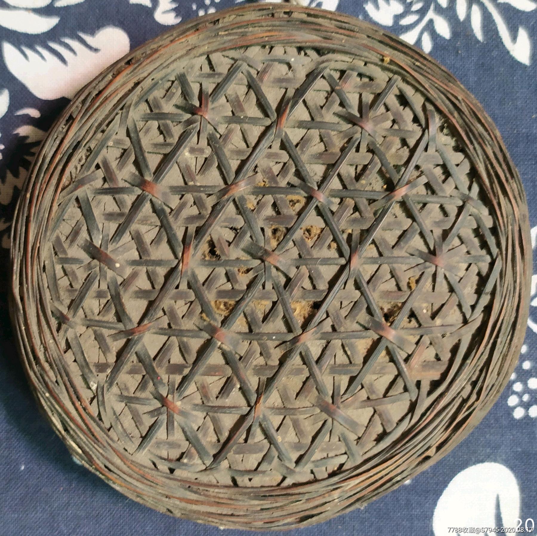 清代辟邪簸箕手工竹编挂件92cm8成