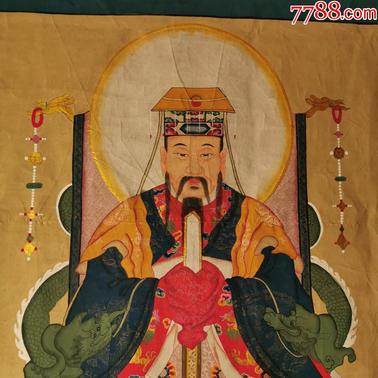 清代彩绘道教神像道教三清画像道教文化收藏品民俗博物馆水陆画像