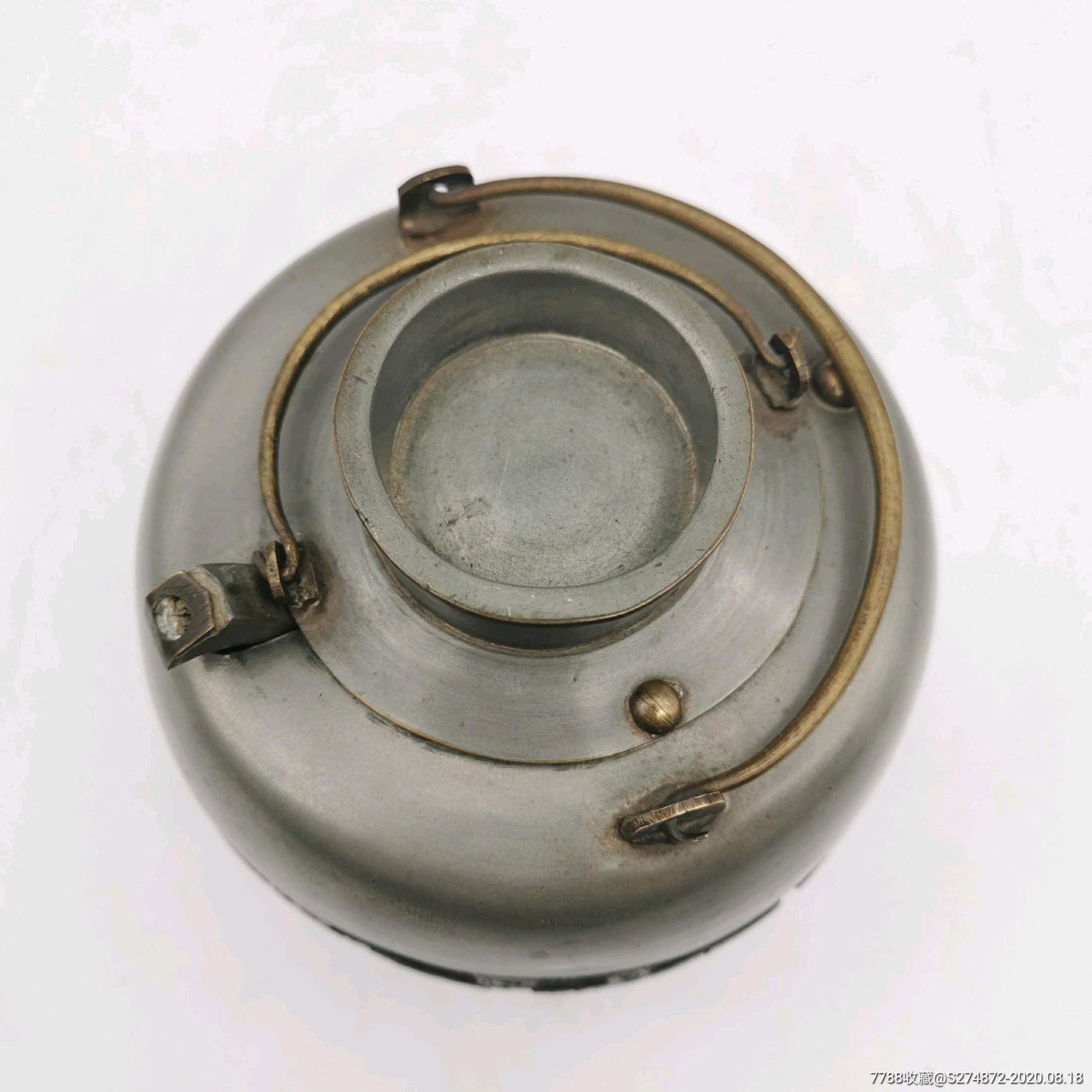 清代锡包椰子壳老锡壶白锡茶壶提梁壶古玩老锡器茶具收藏品老物件