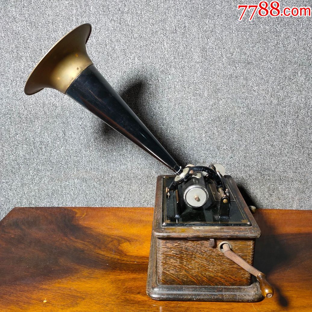 西洋古董爱迪生蜡筒留声机手摇唱机两分钟四分钟两用