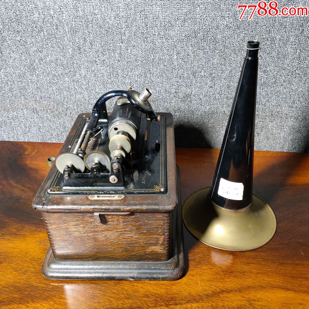 西洋古董爱迪生蜡筒留声机手摇唱机两分钟四分钟两用