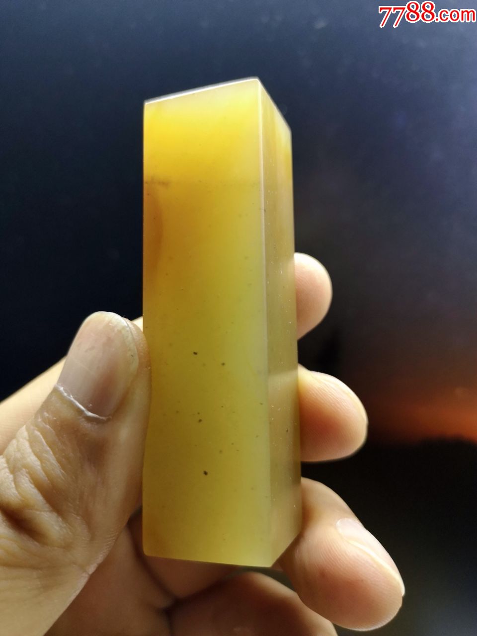 巴林福黄冻素章一枚(65)-巴林石印-7788玉器收藏