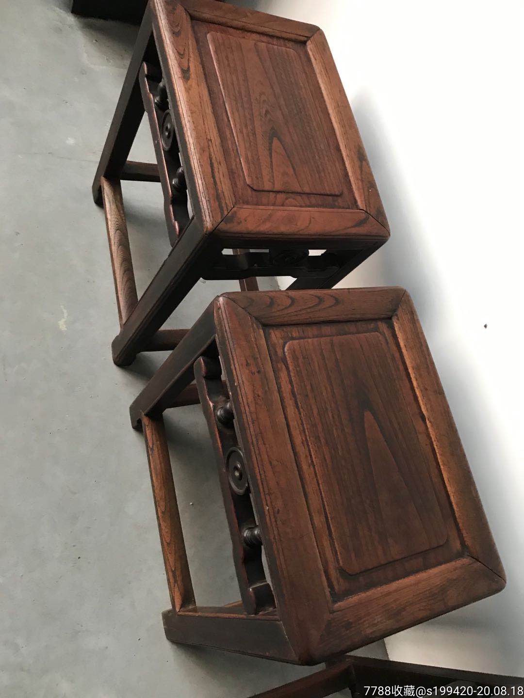 清代方凳4个一套黄榉木一流品相完美漂亮包浆厚重稳定秀气