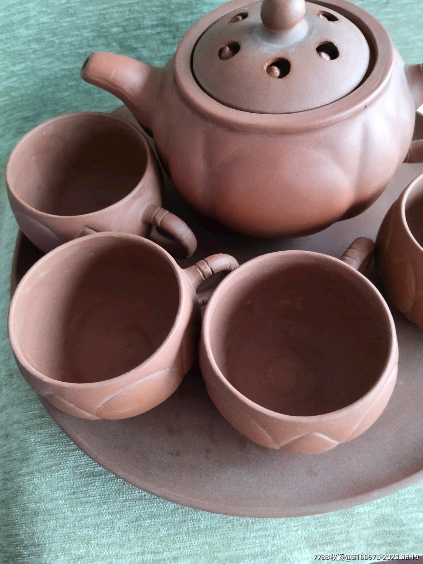 吴美仙款莲子紫砂壶六件套,19*13*10cm