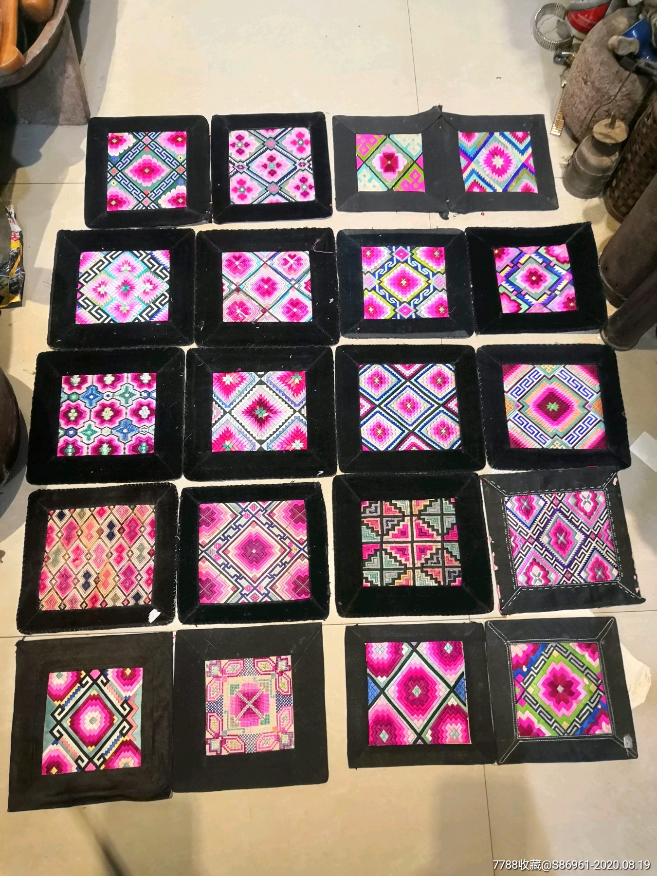 漂亮的戳纱纳锦纳纱刺绣织绣绣片枕头顶20片