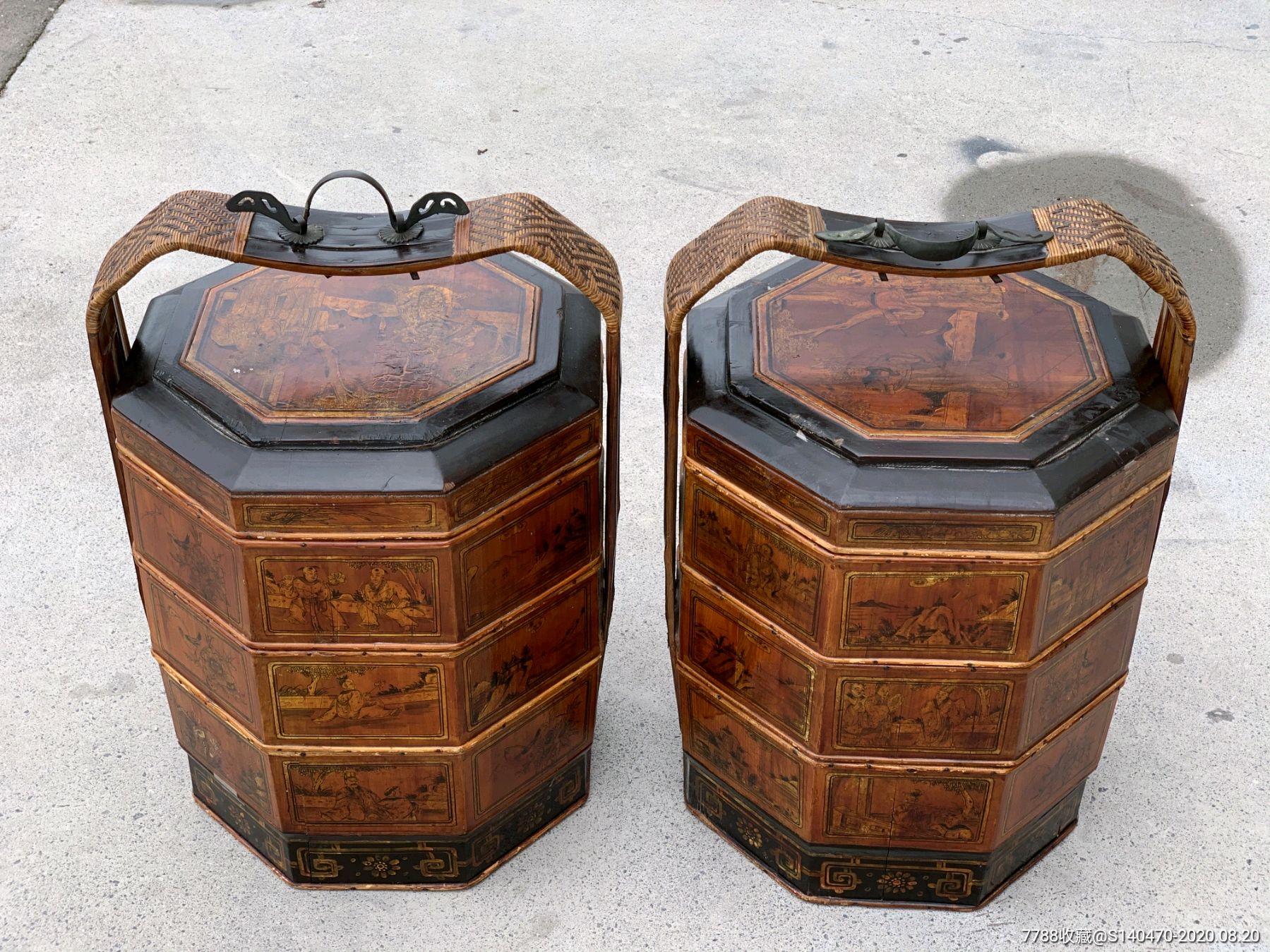 民国时期柏木提盒食盒一套