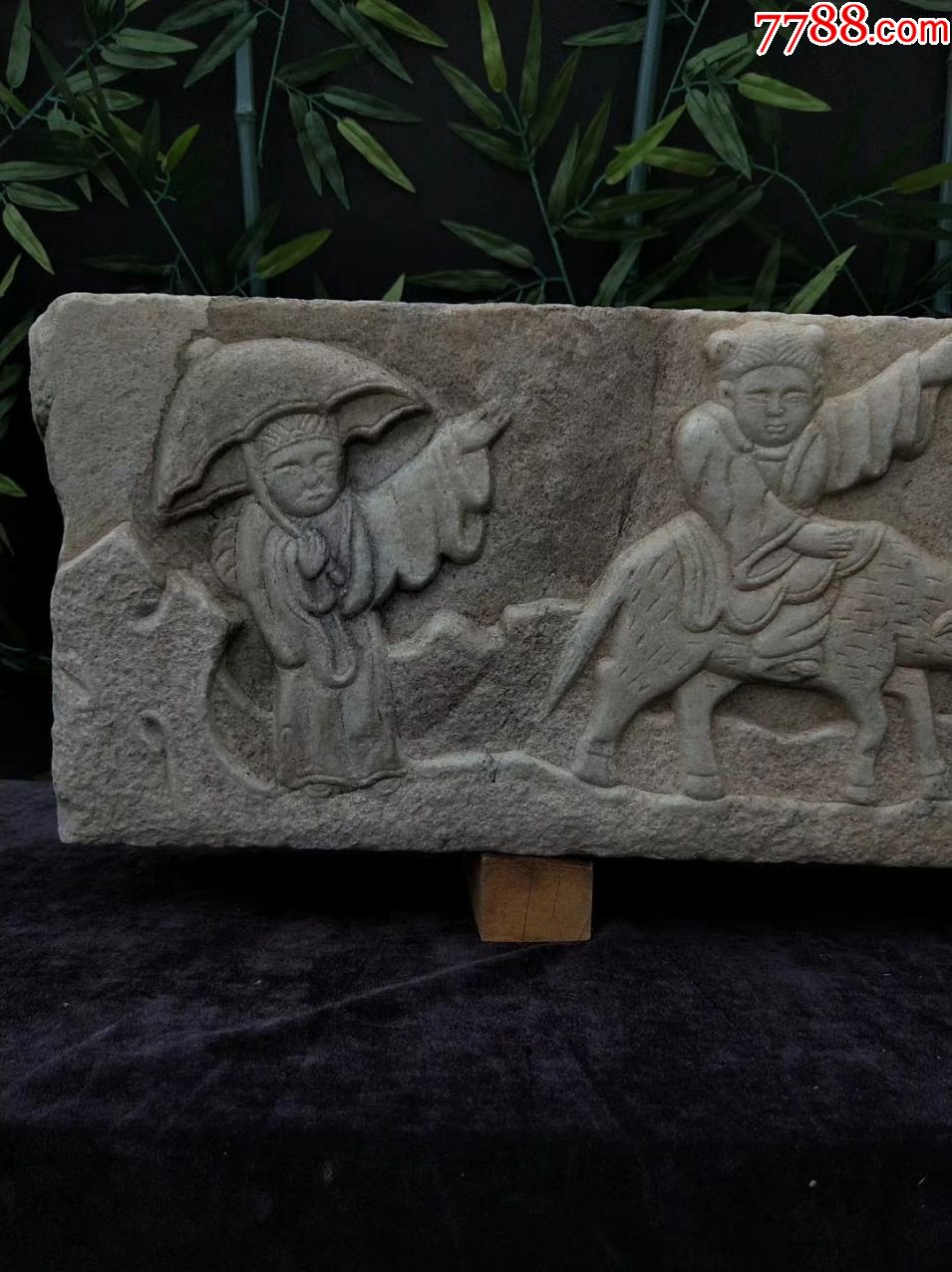 高浮雕人物故事牧童遥指杏花村石板像-其他石器-7788工艺品