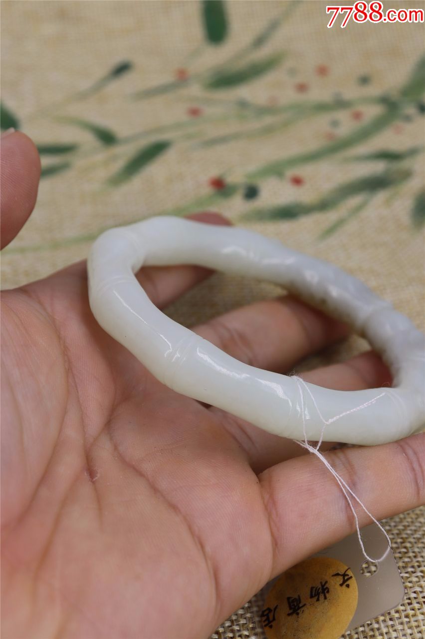 和田纯手工竹节纹双龙戏珠手镯