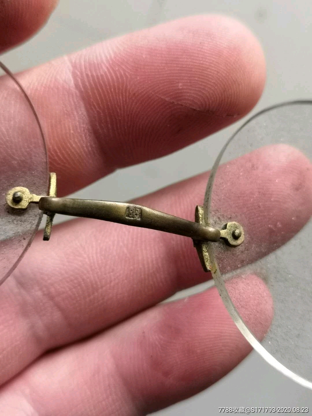 民国金丝水晶平光眼镜一套