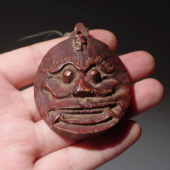 清代竹雕八卦吞口挂件挂饰道教辟邪腰牌挂坠