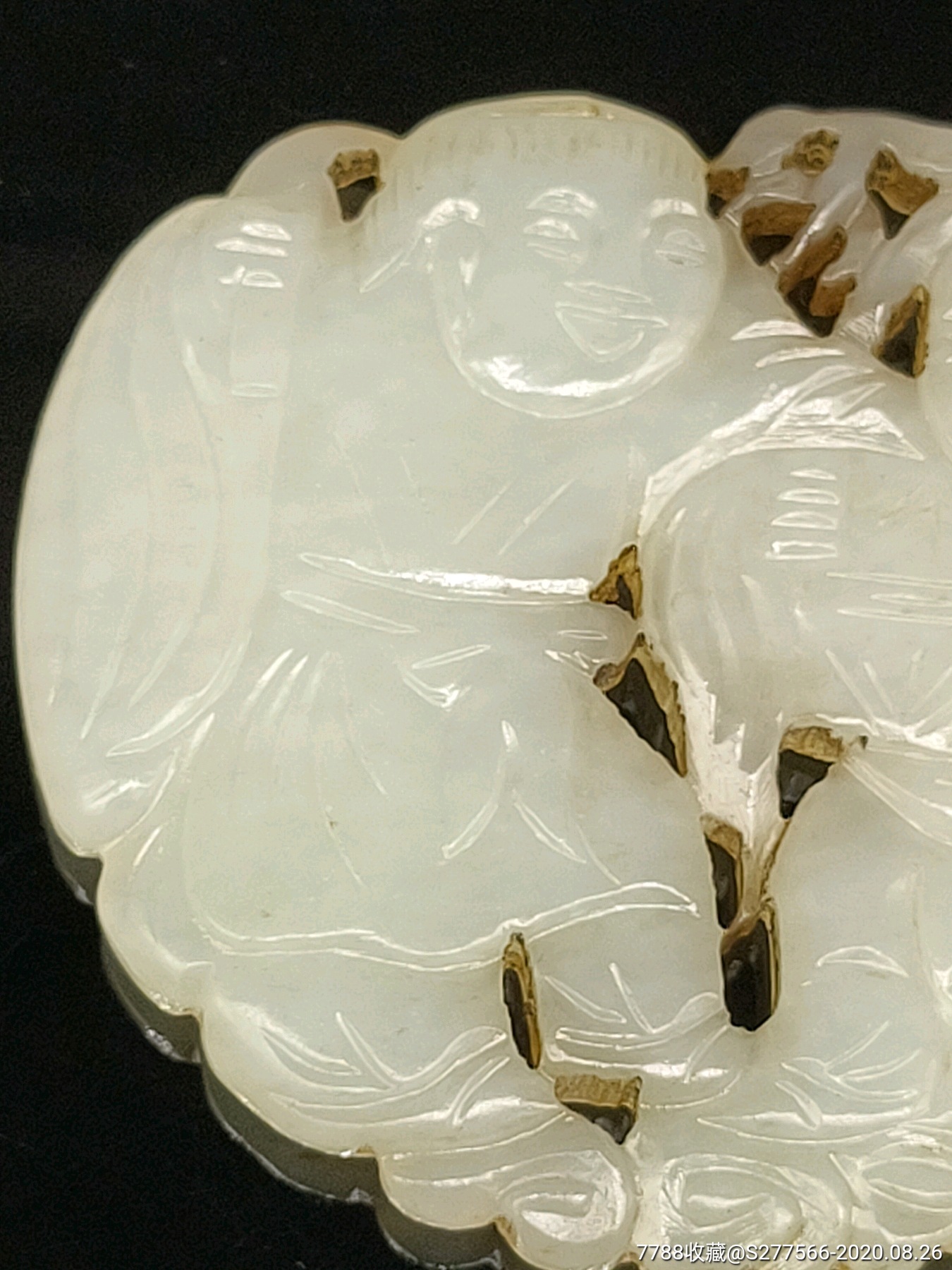 清代和田玉雕刻和合二仙玉佩