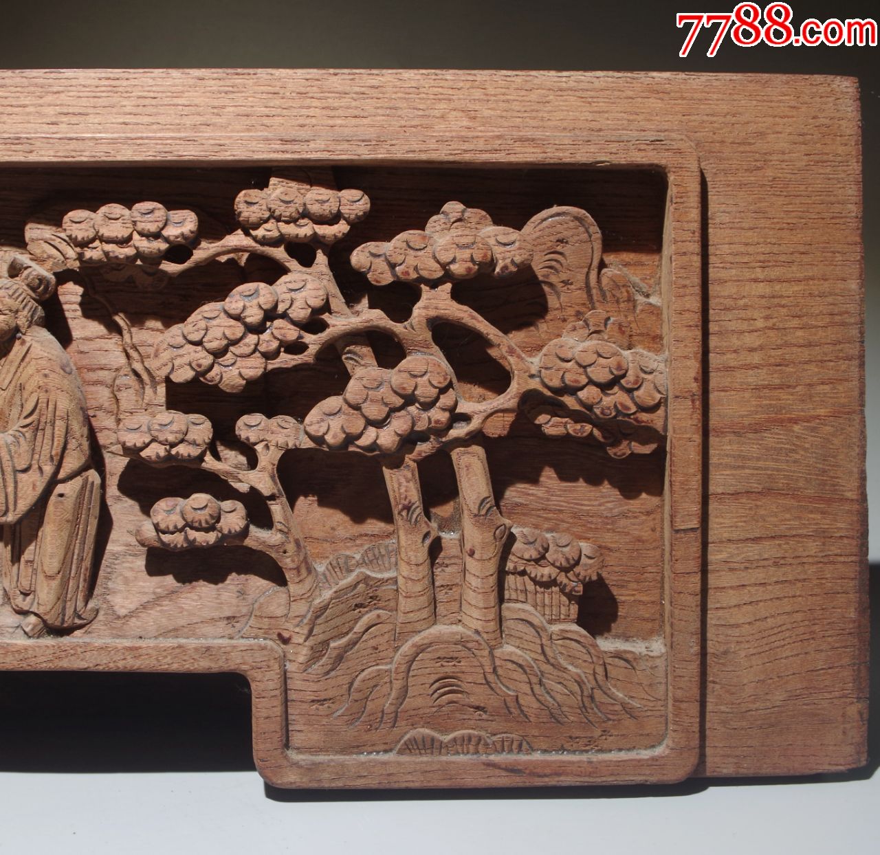 清代花板高浮雕人物故事木板木雕老花板和合二仙麒麟送子