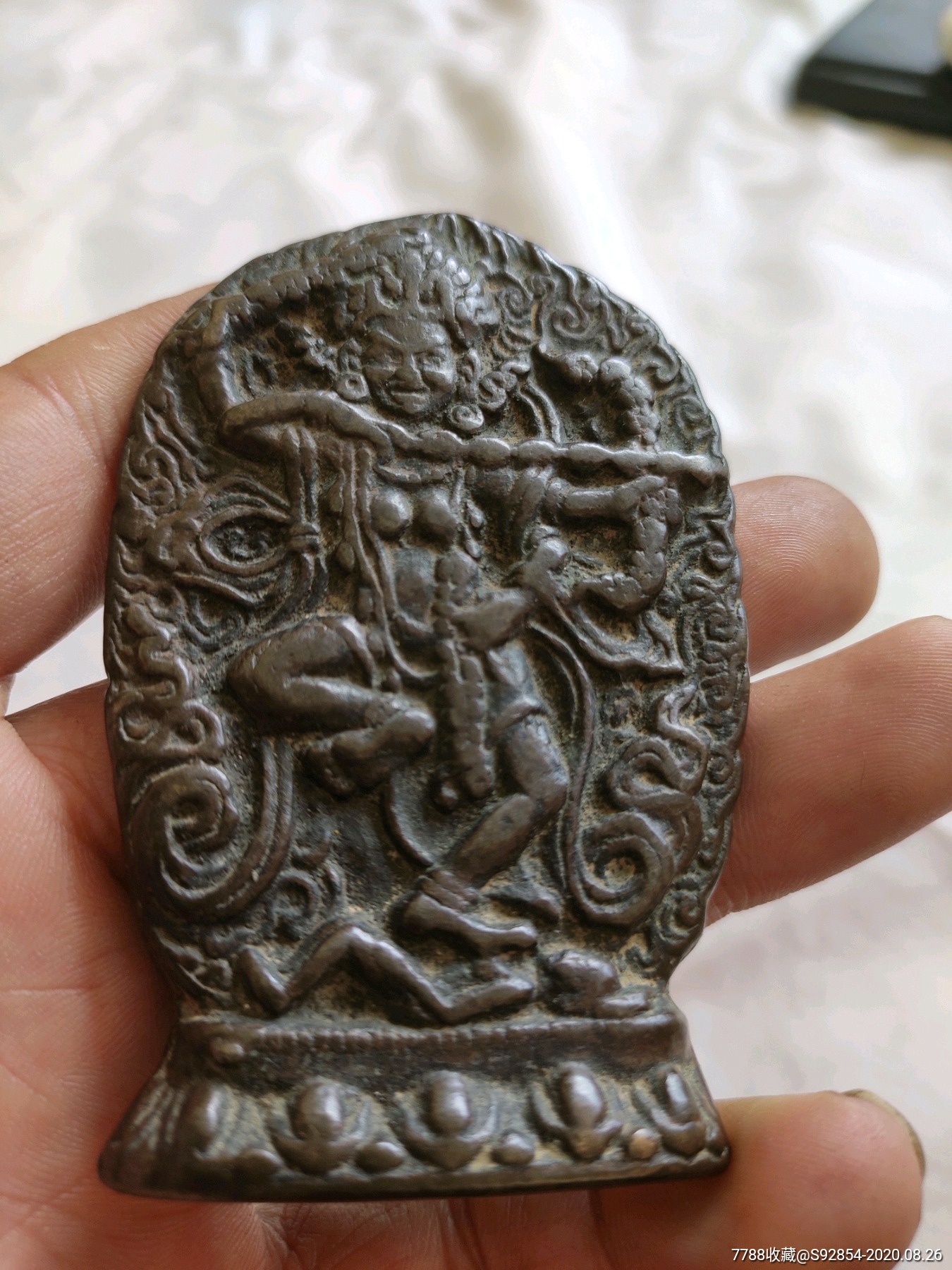 包浆温润的铜擦擦佛像铜牌