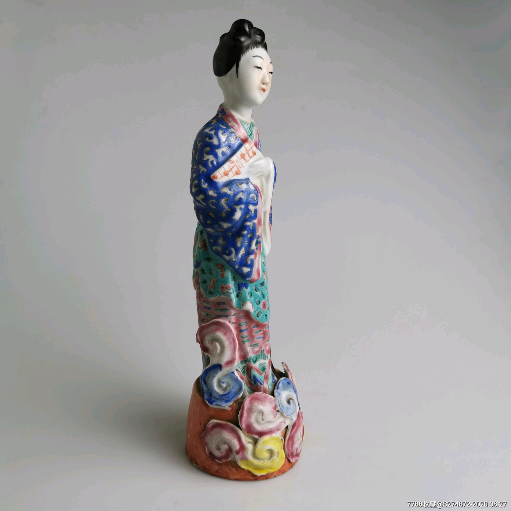 民国粉彩美女瓷塑景德镇瓷像带底款china回流瓷景德镇外销瓷