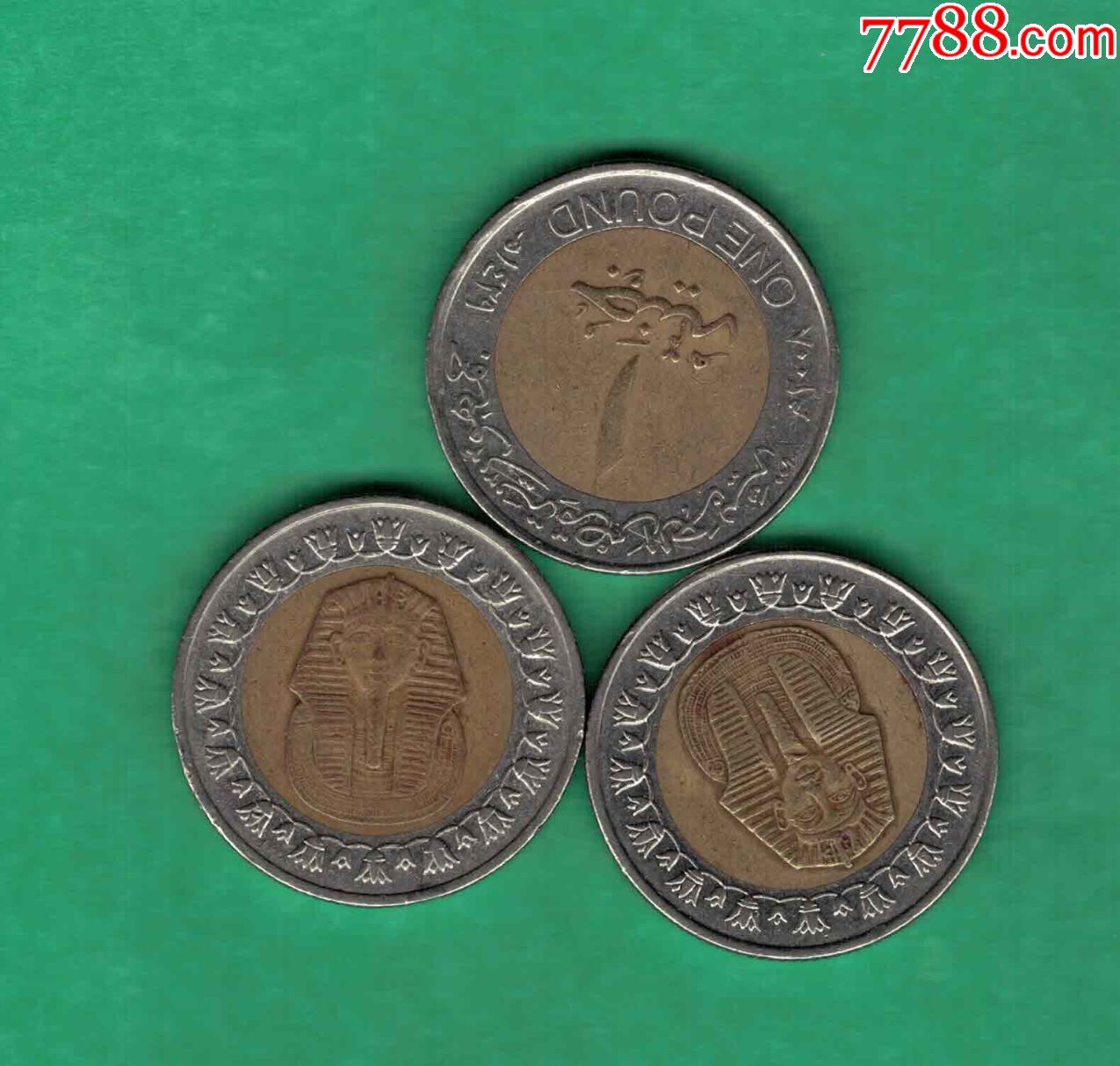 埃及2008年1镑双金属币实物如图