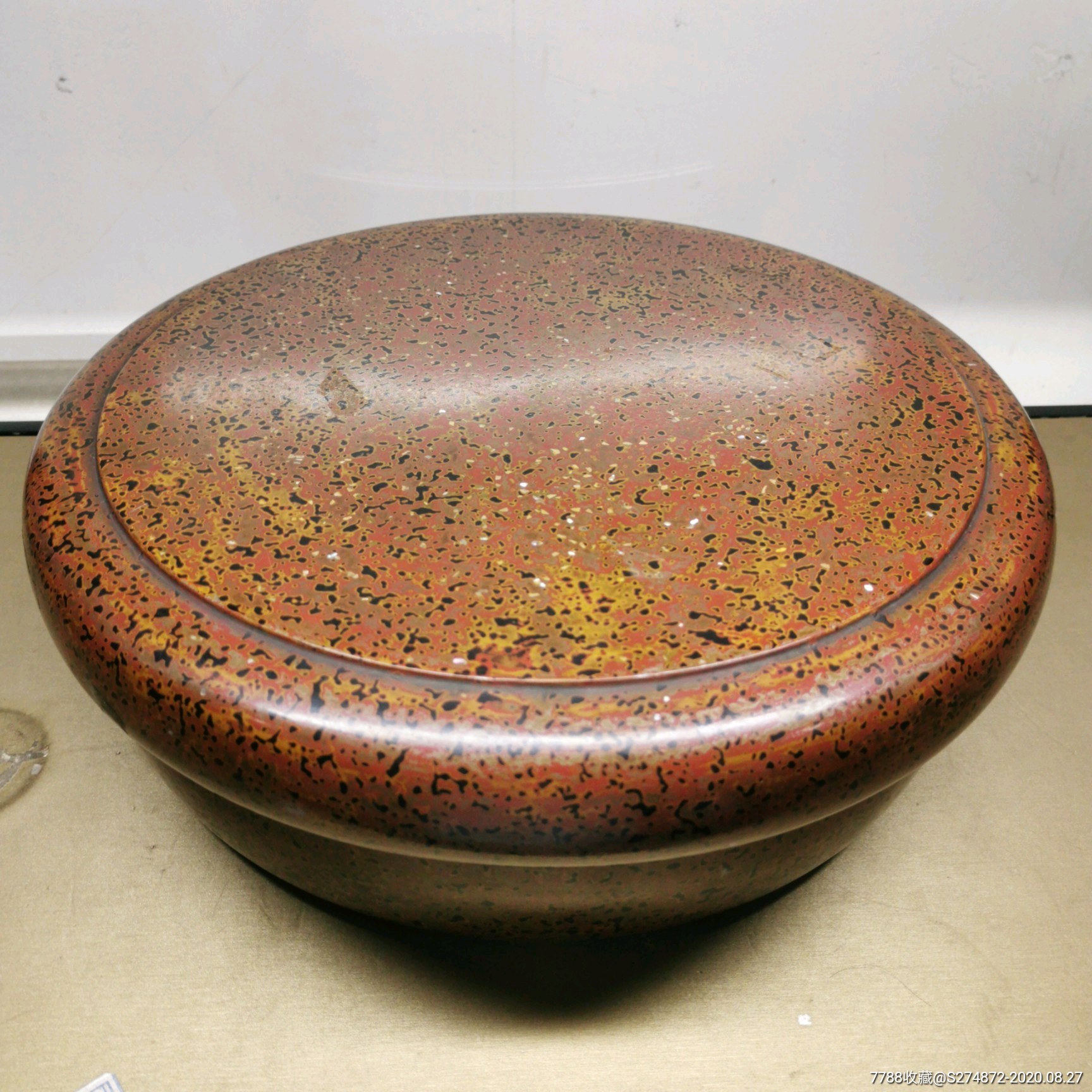 清代犀皮漆盖盒犀皮漆捧盒古玩漆器收藏