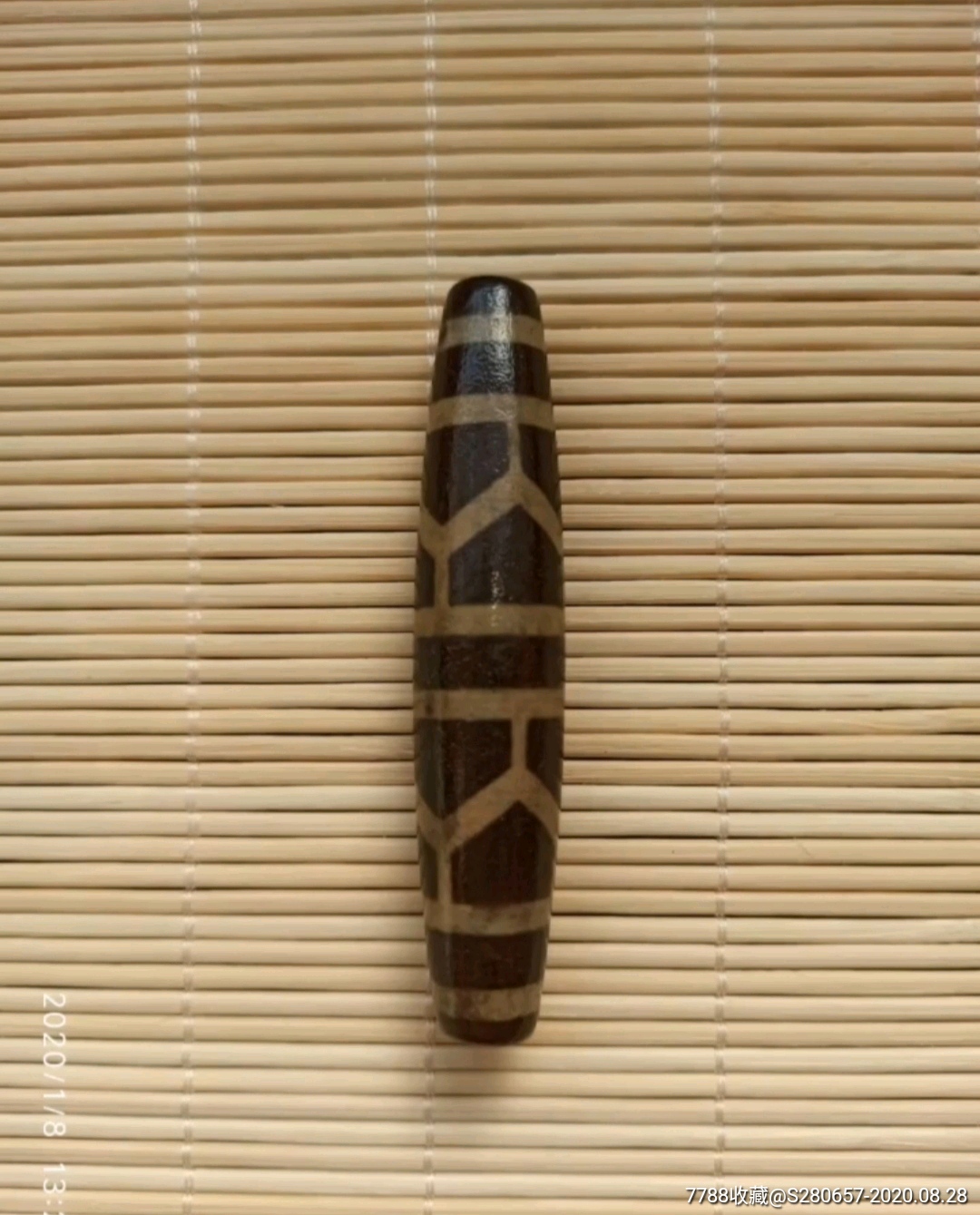 象雄龟背纹天珠手工穿孔包老包退