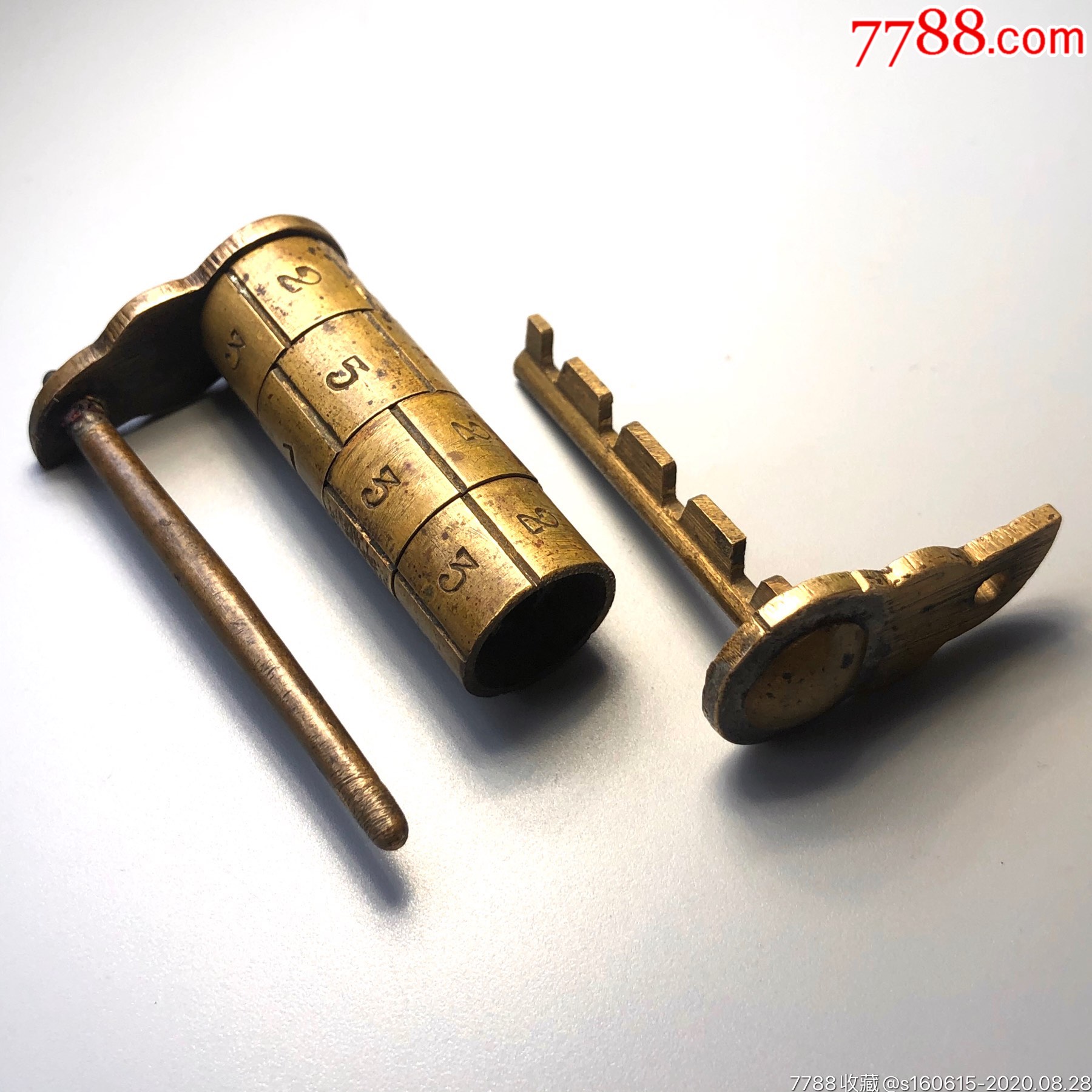 清代厚重老铜数字密码锁