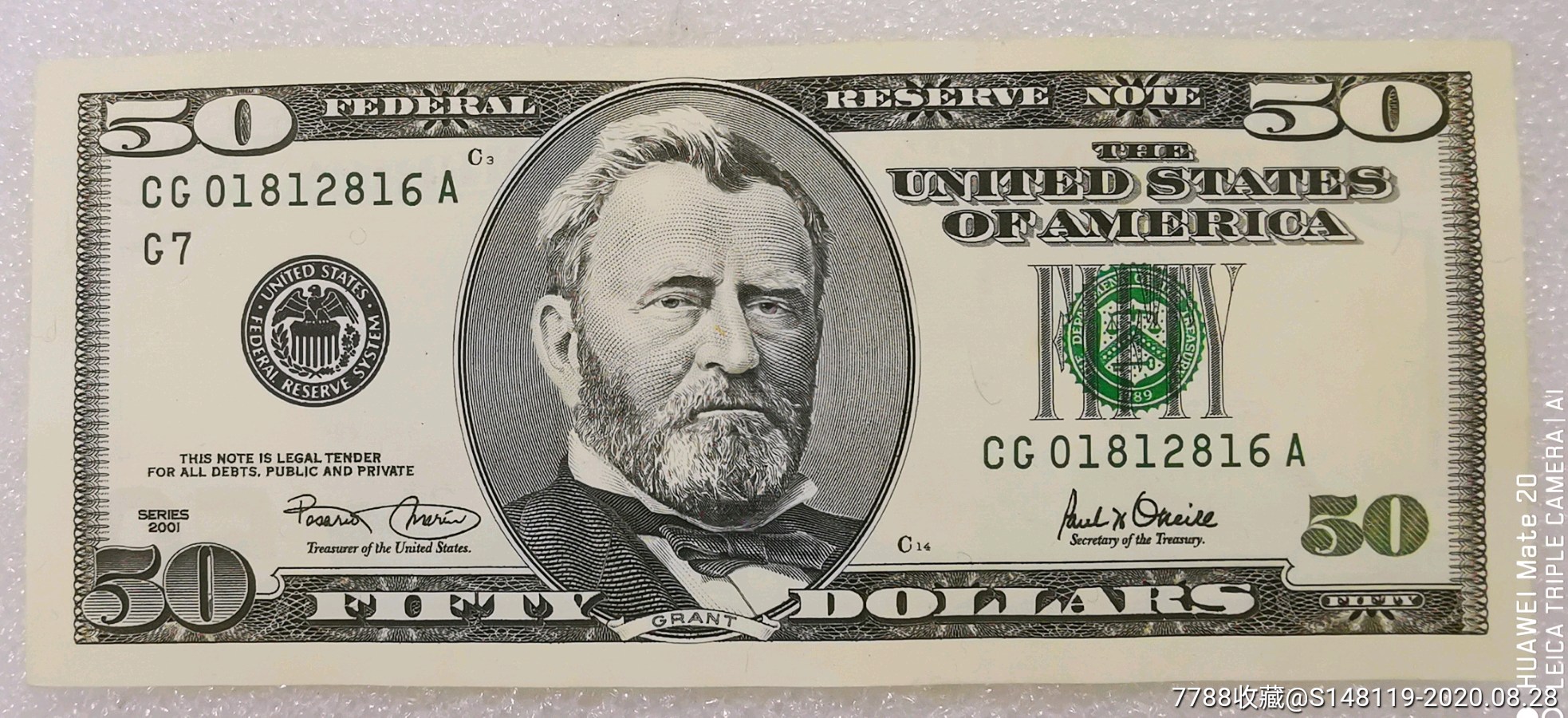 黑白大头50美元,2001年版