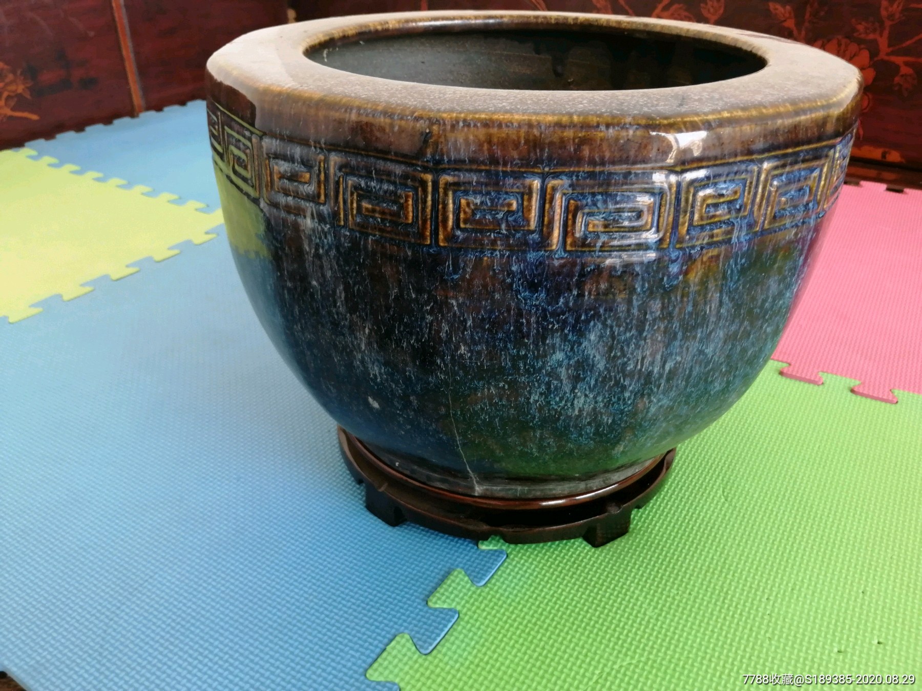 清中期钧釉大卷缸画缸-花釉/窑变瓷-7788收藏
