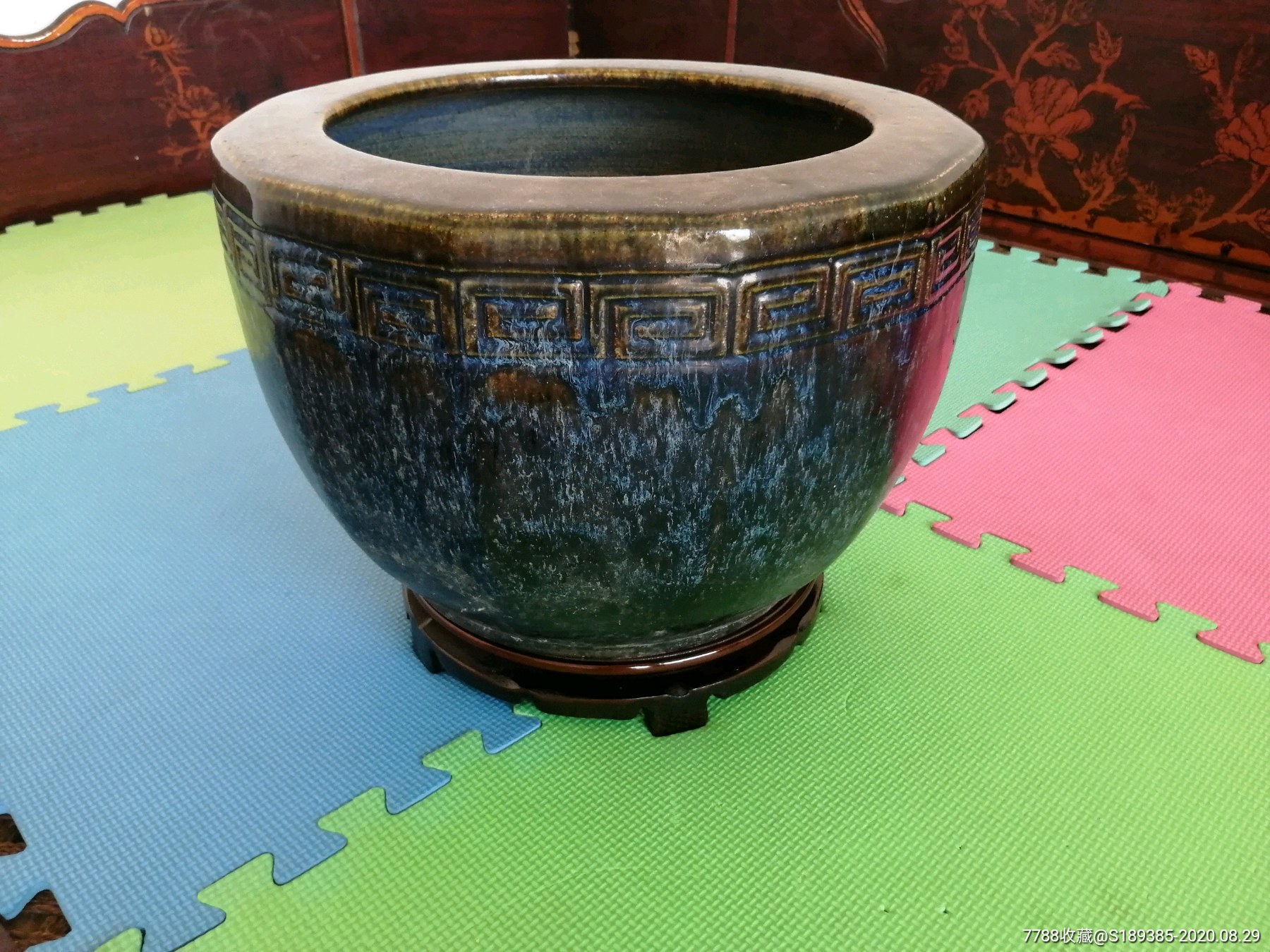 清中期钧釉大卷缸画缸