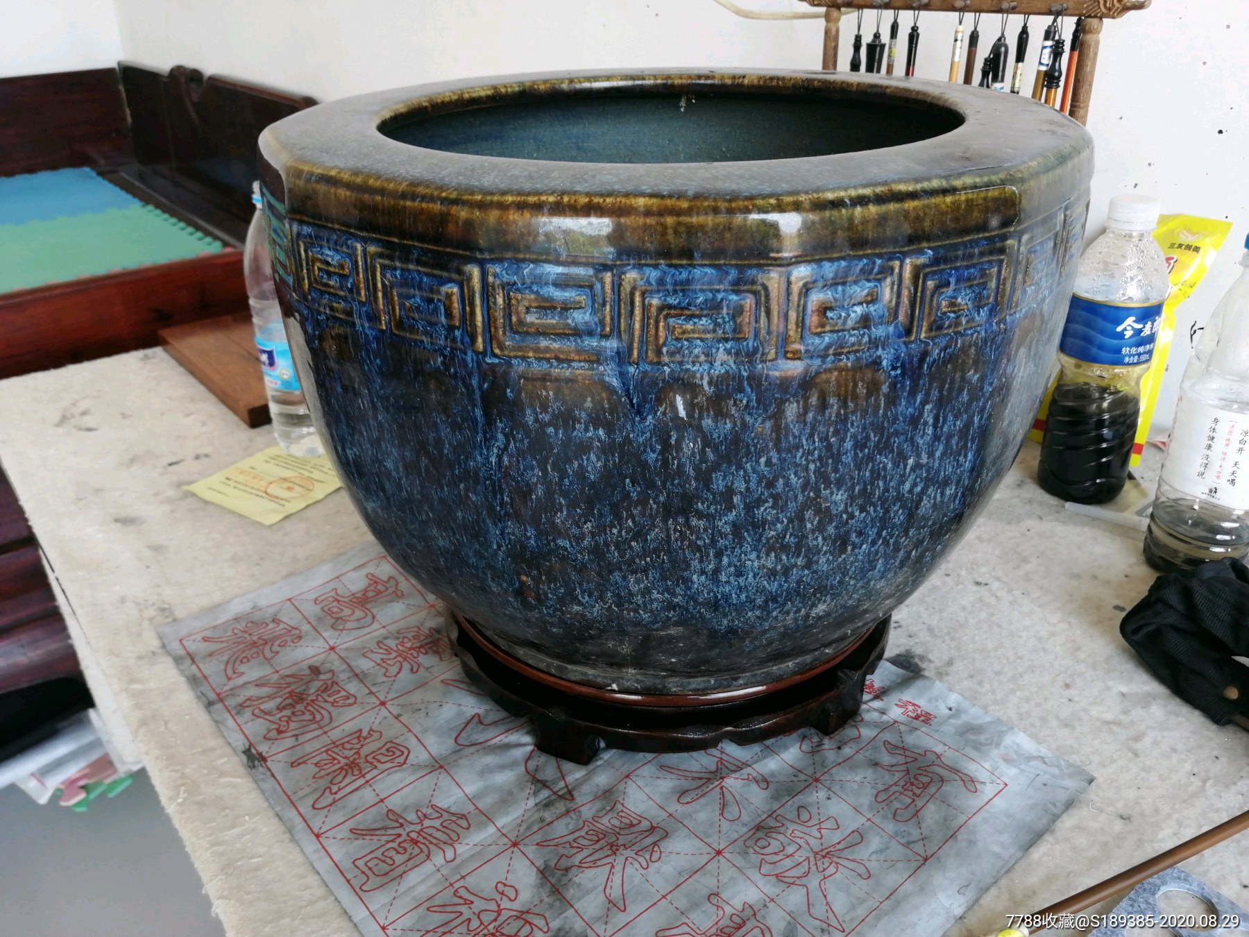 清中期钧釉大卷缸画缸