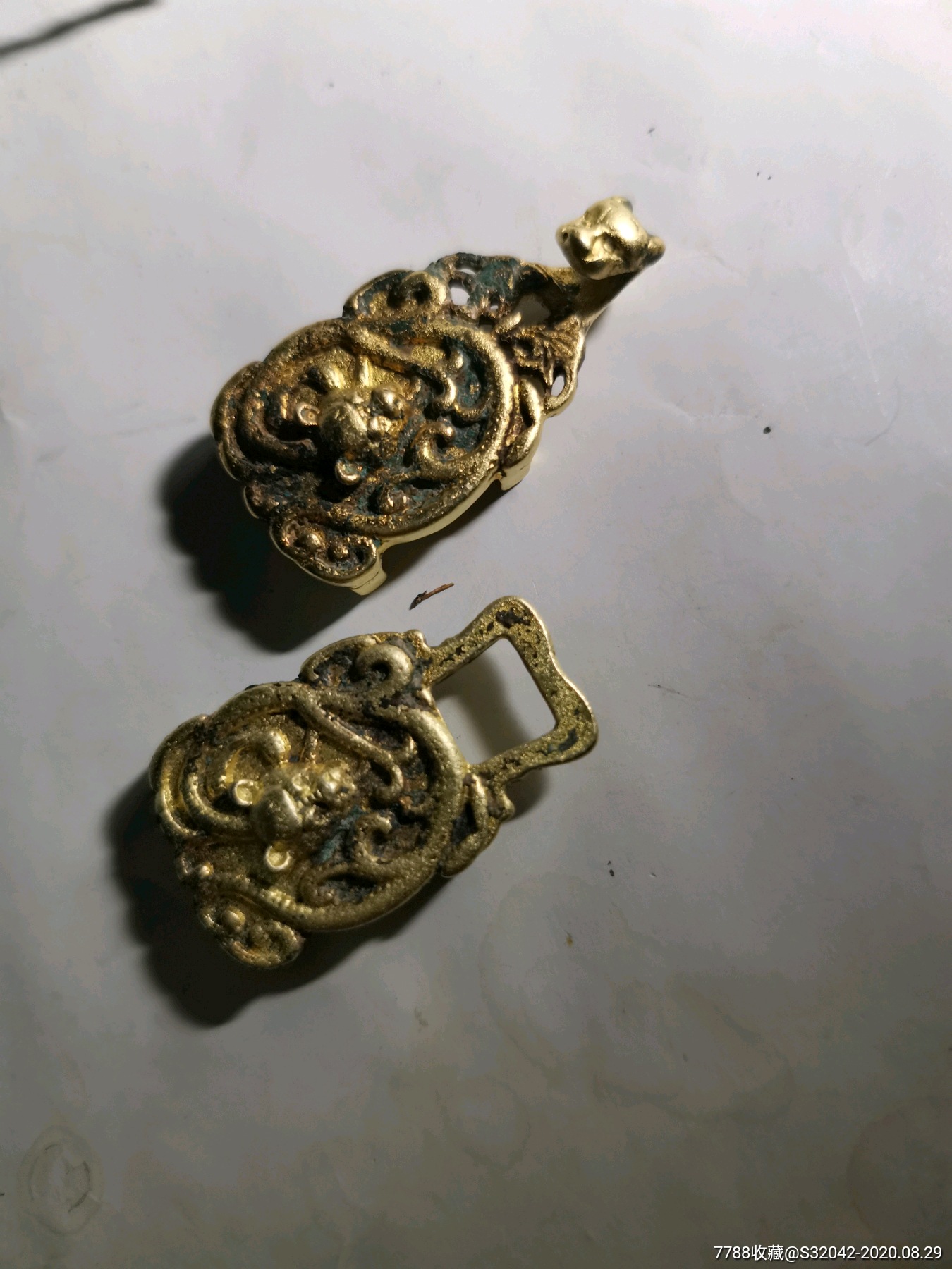 清代鎏金铜带扣