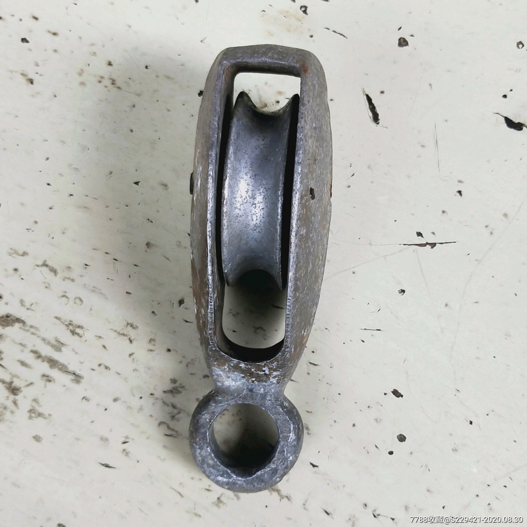 文革铝滑轮古董金属船帆升降工具