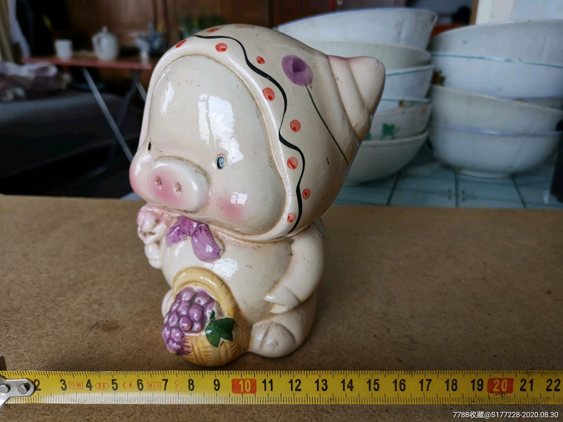 文革老瓷器小猪存钱罐