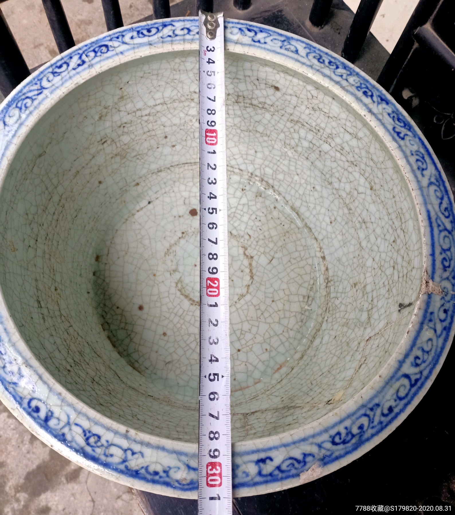 清代民国青花双龙戏珠特大缸香炉笔洗画缸卷缸老瓷器