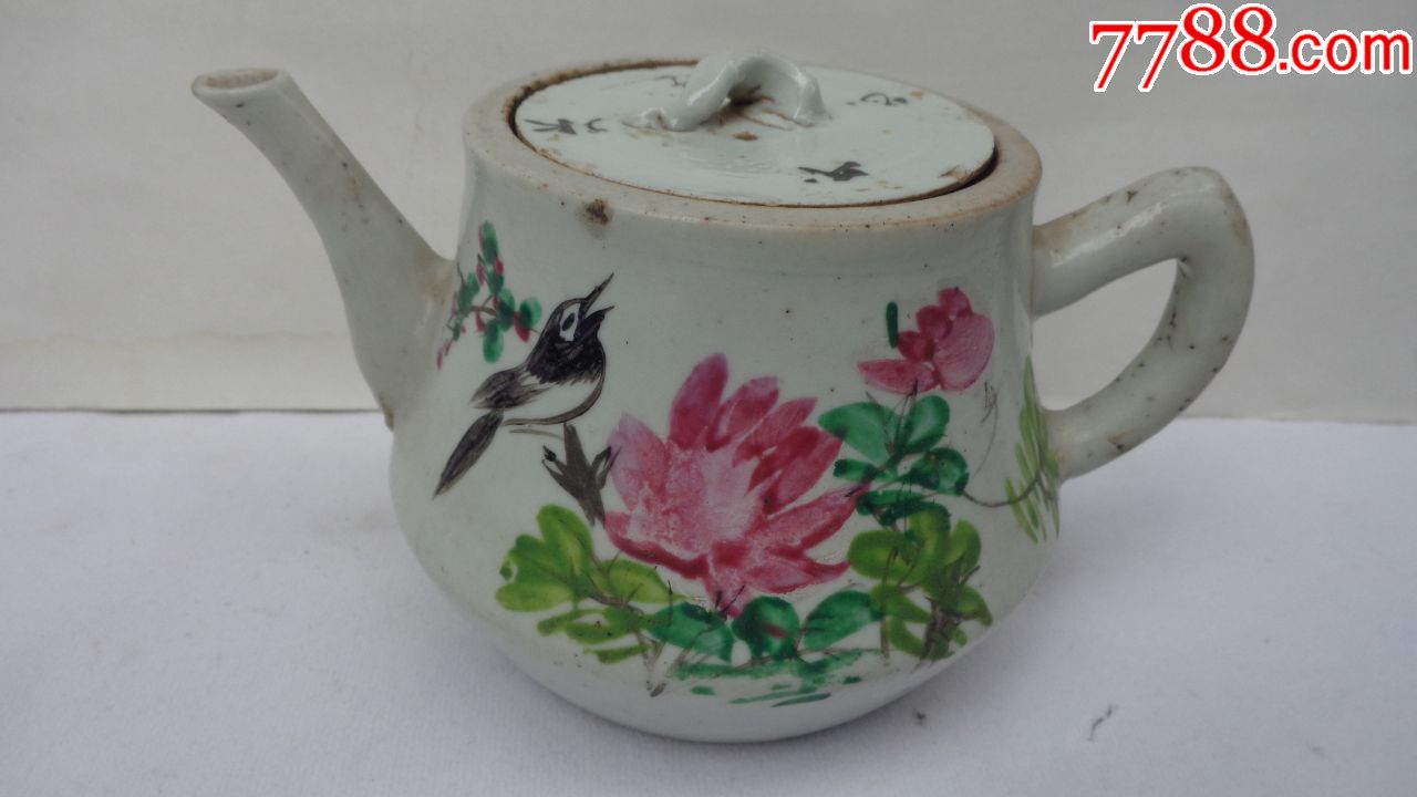 民国粉彩义顺作粉彩花鸟壶