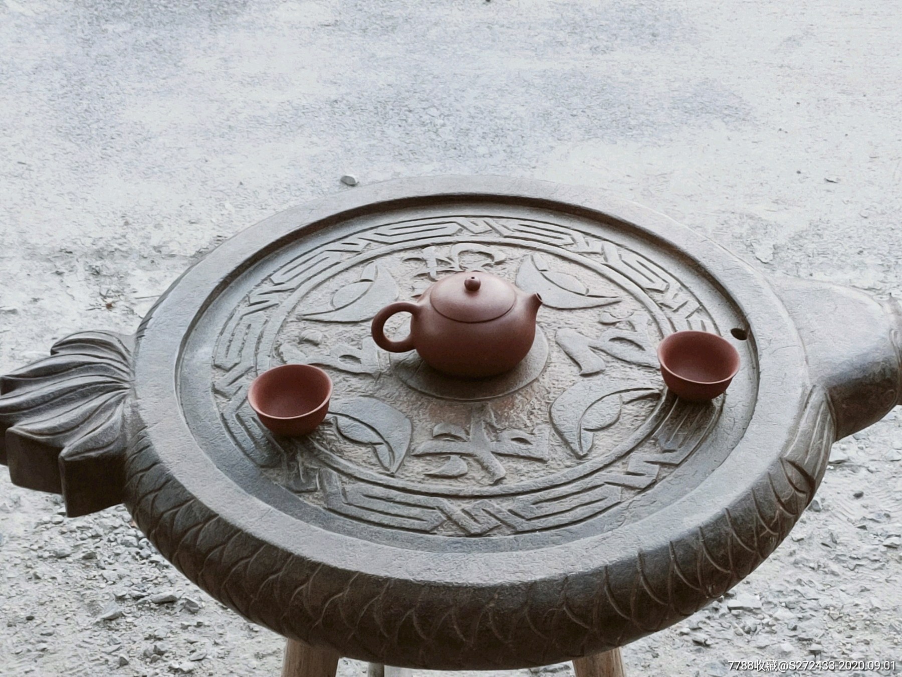 茶道器――青石茶台金玉满堂直径50,青石.