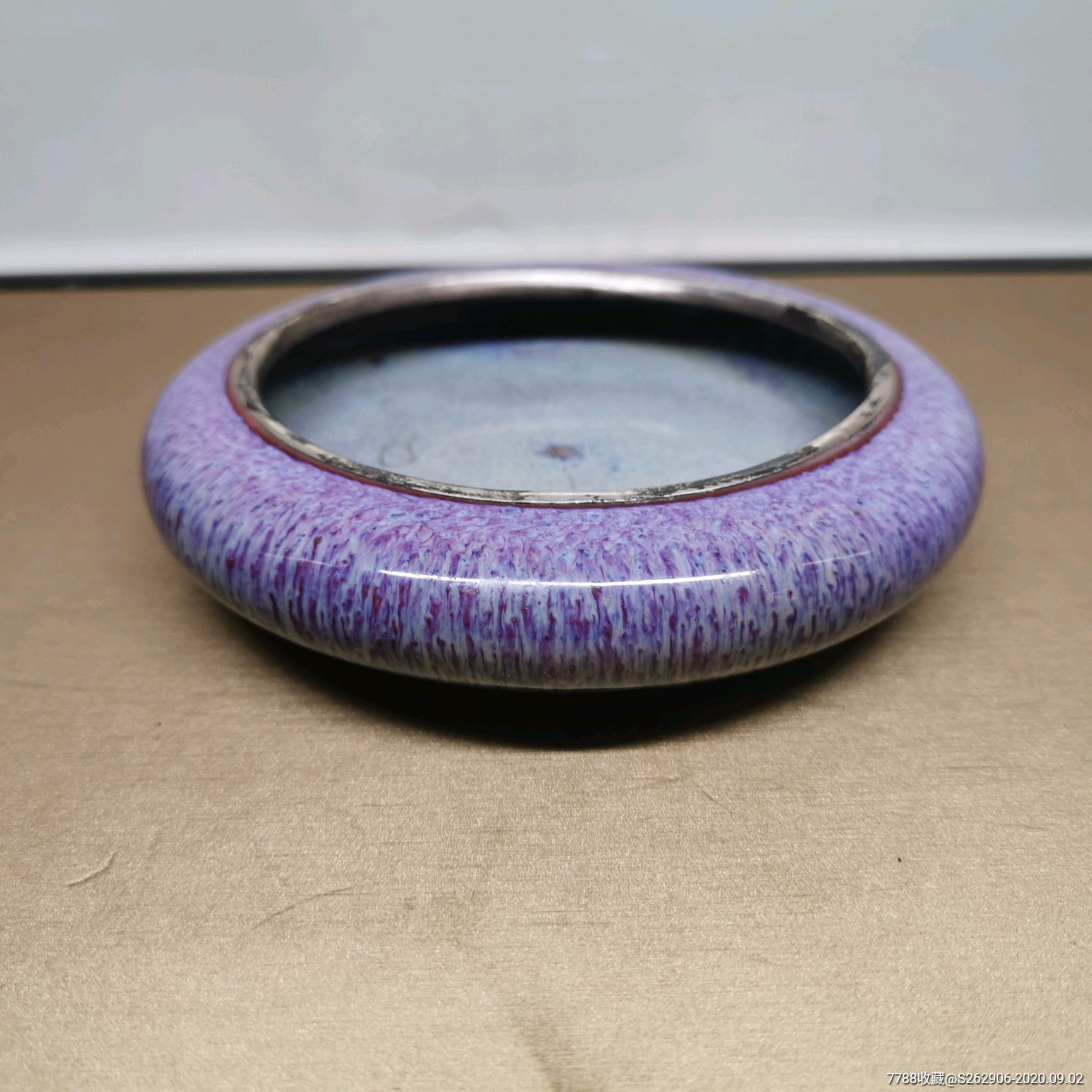 清代红釉窑变瓷笔洗窑变釉文房瓷器水洗-笔洗-7788收藏