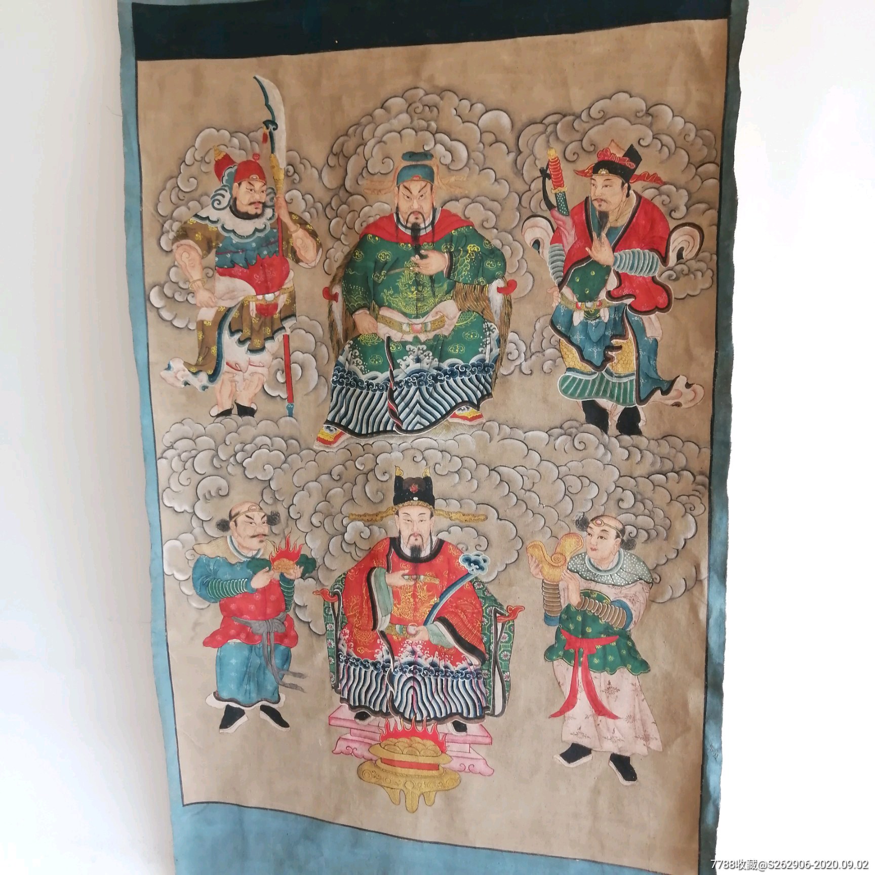 古代道教财神画像文武财神供奉神像保佑升官发财忠诚信义老画布画