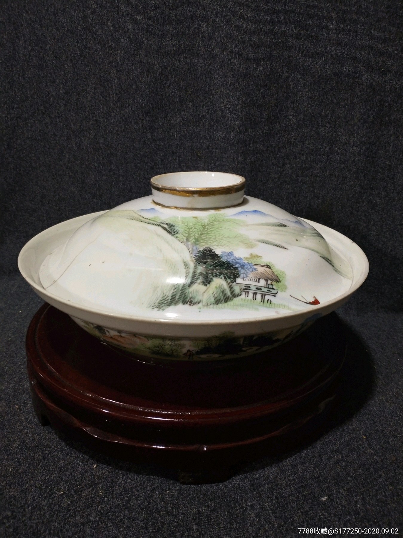 民国山水人物一品锅如图