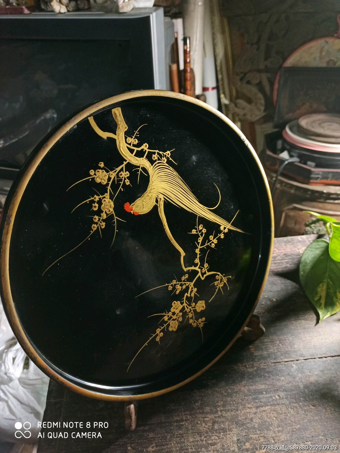 广东潮汕民国推光大漆茶盘