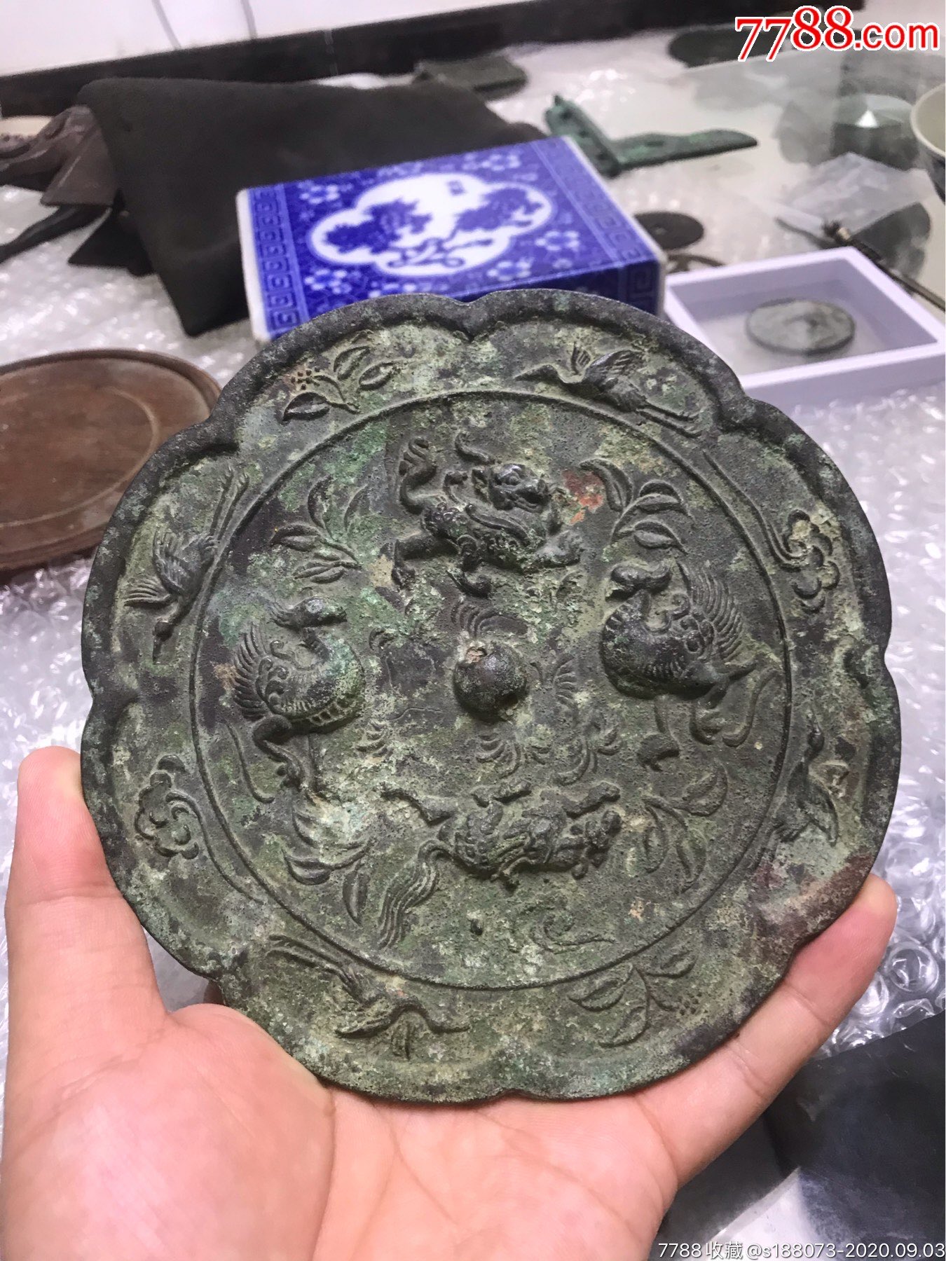 宋代～青鸾跑兽铜镜大型