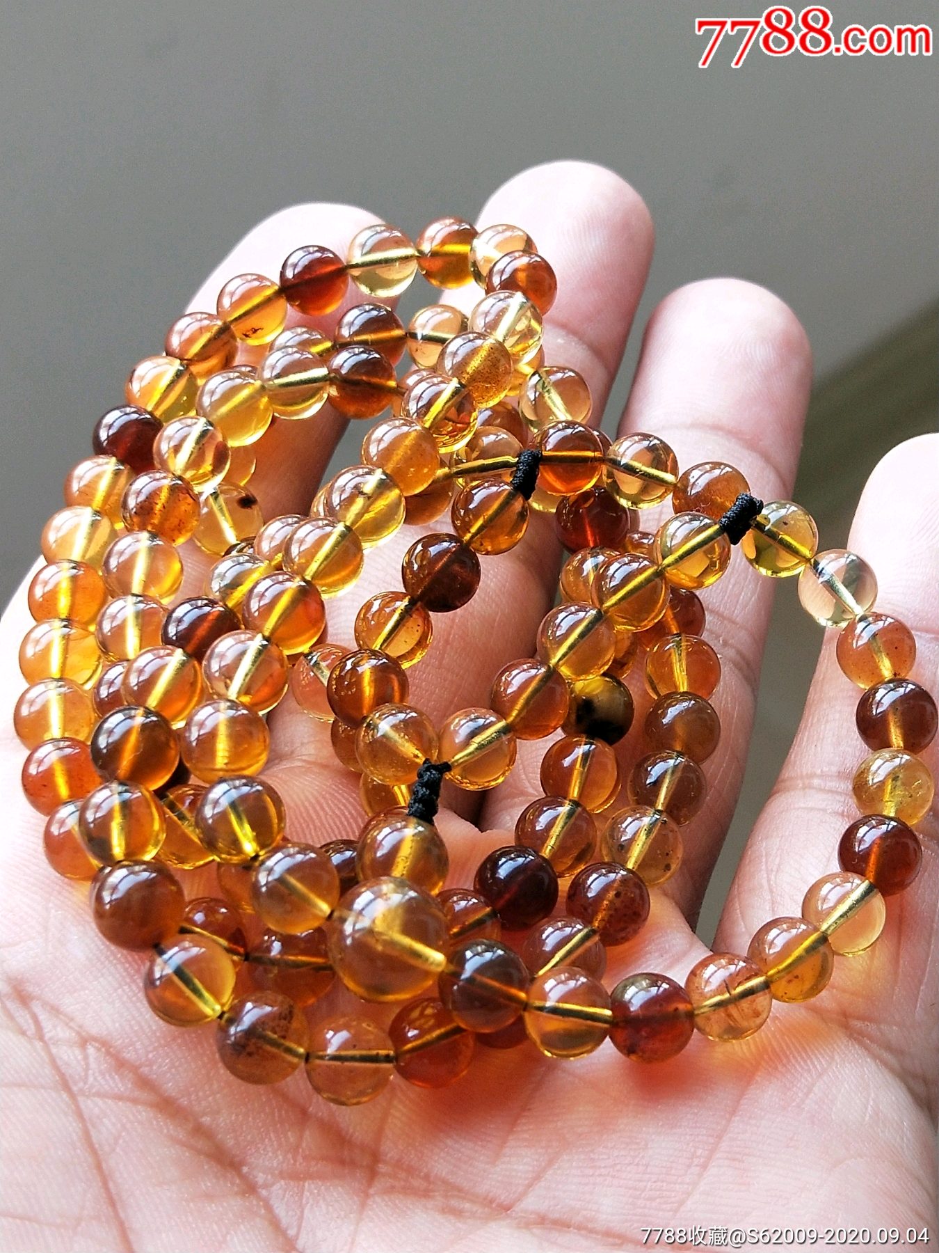 天然原矿琥珀珠串项链120粒