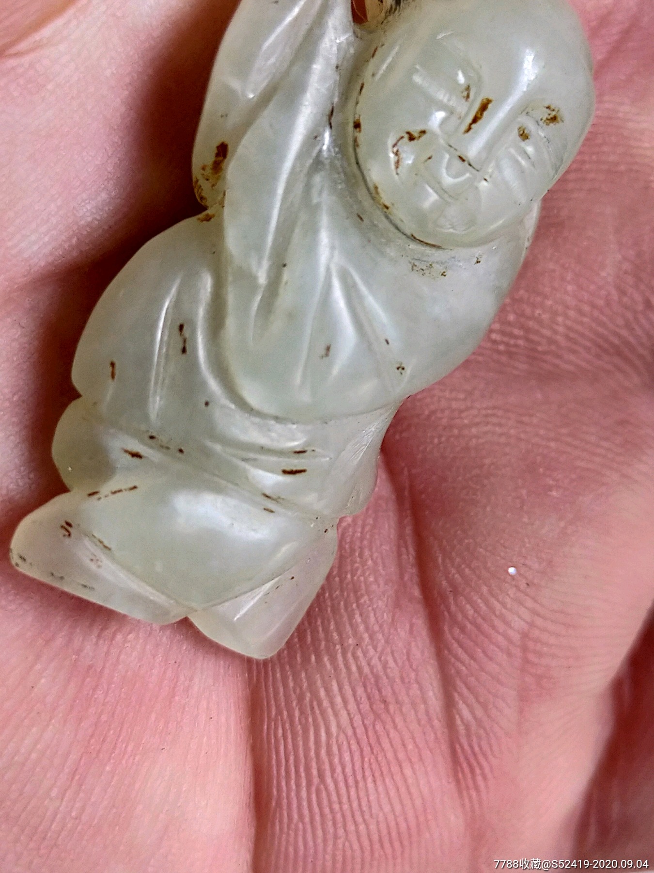 保存较好的清朝民国时期和田玉童子挂件