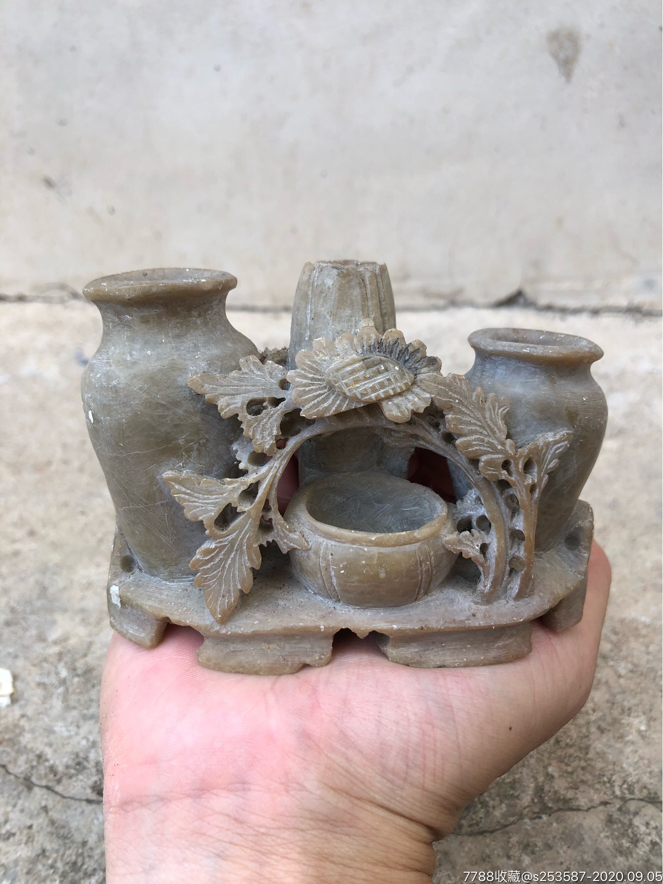 清代寿山石花瓶文房摆件