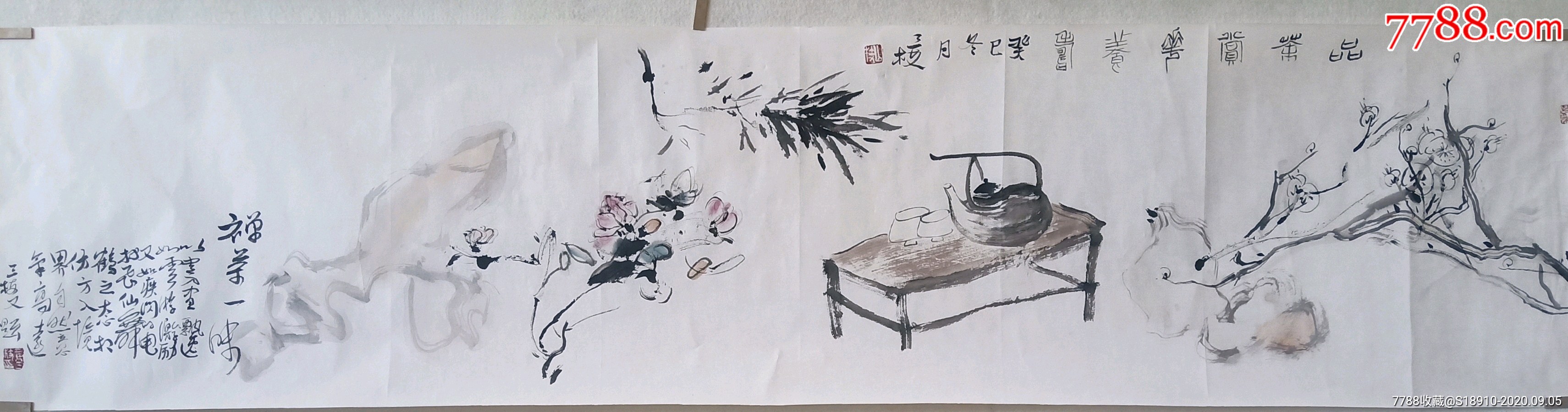 黄三枝老师写意作品《禅茶一味》_花鸟国画原作【中源书画艺术中心】