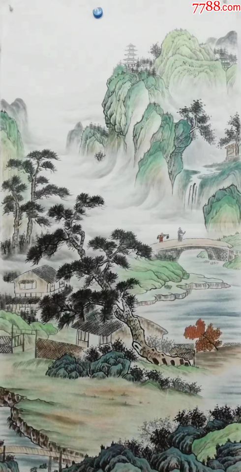店内编号:761 品种: 山水国画原作-山水国画原作 属性: 青绿山水原画