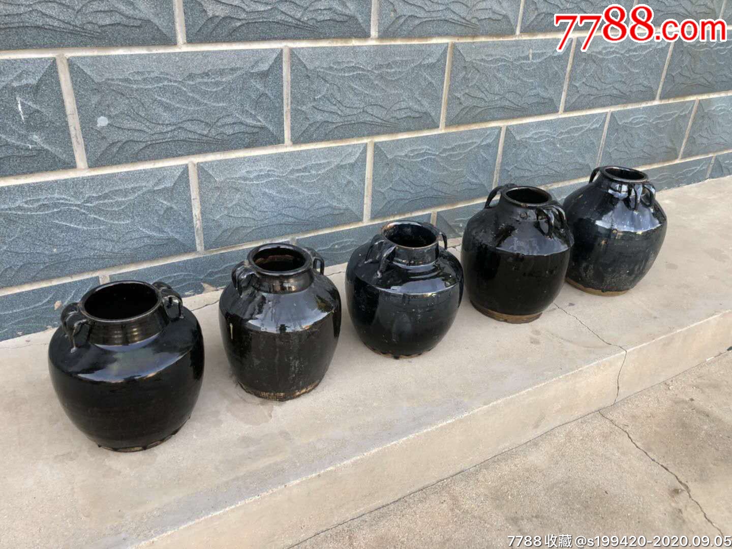 清代黑釉双耳陶罐5个造型独特可插花5个共1560元不议价不包邮