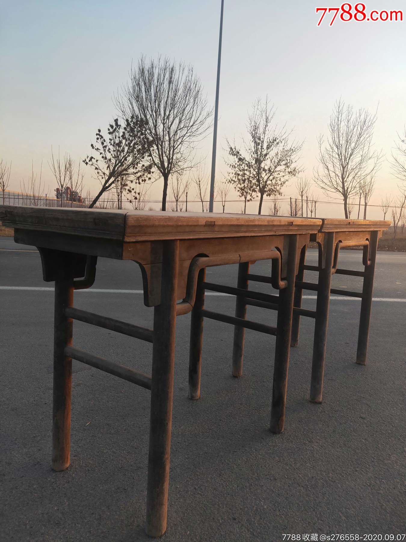 明清古典收藏古董古家具,老物件,清代条桌一对,品相如图,无清洗原包浆