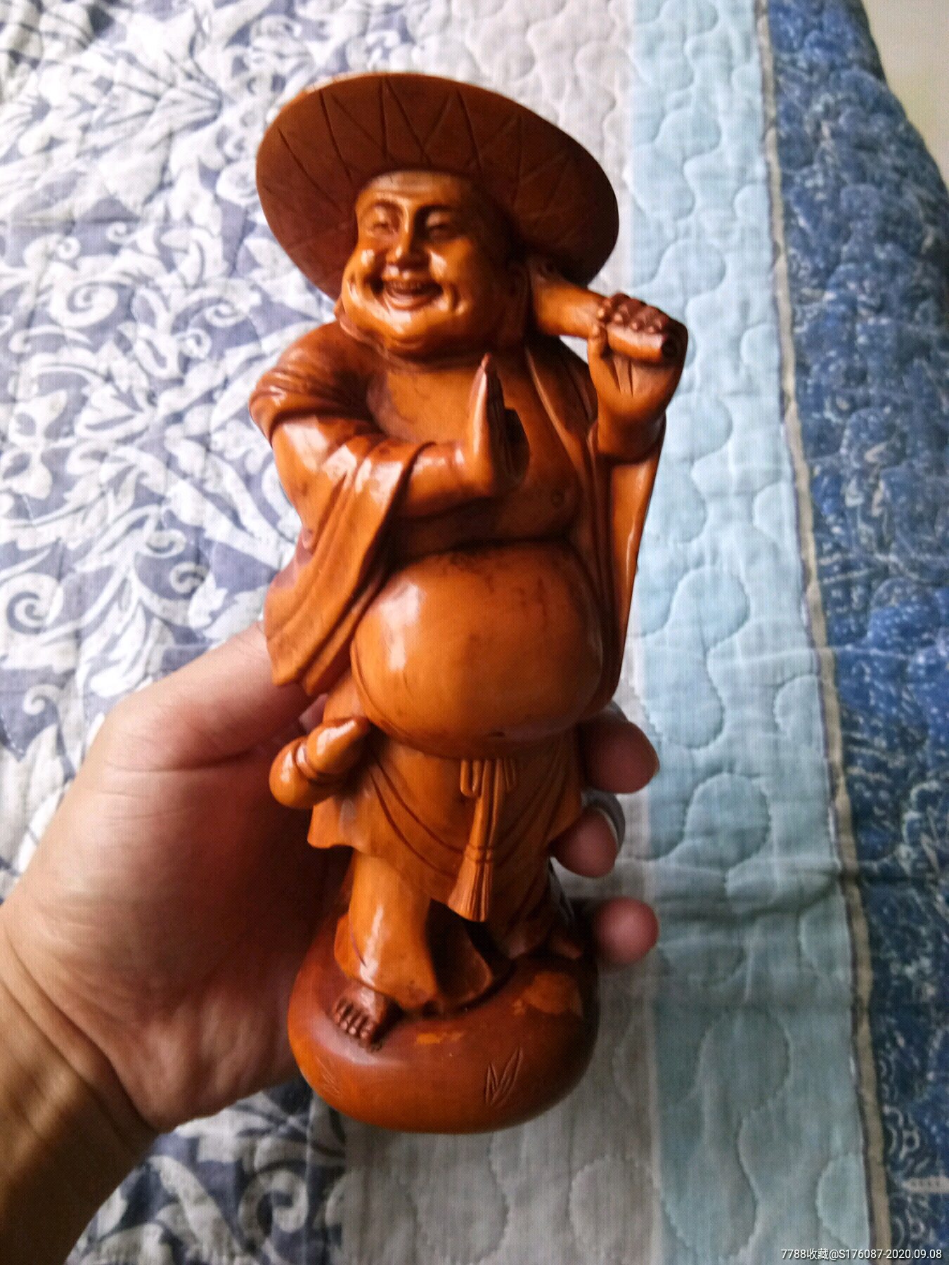 黄杨木雕布袋和尚