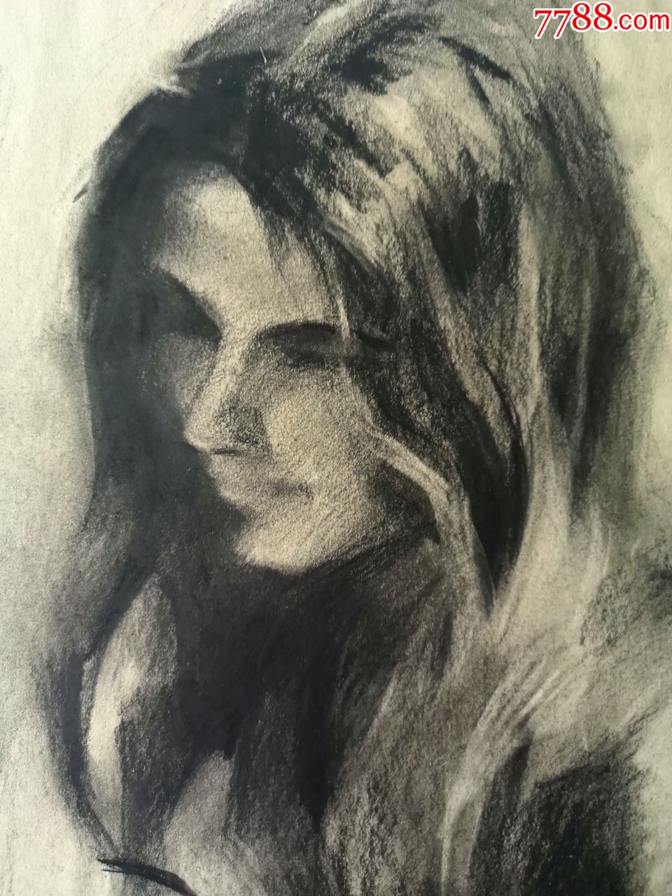70年代末炭条素描速写画稿原稿《女性人体790920》