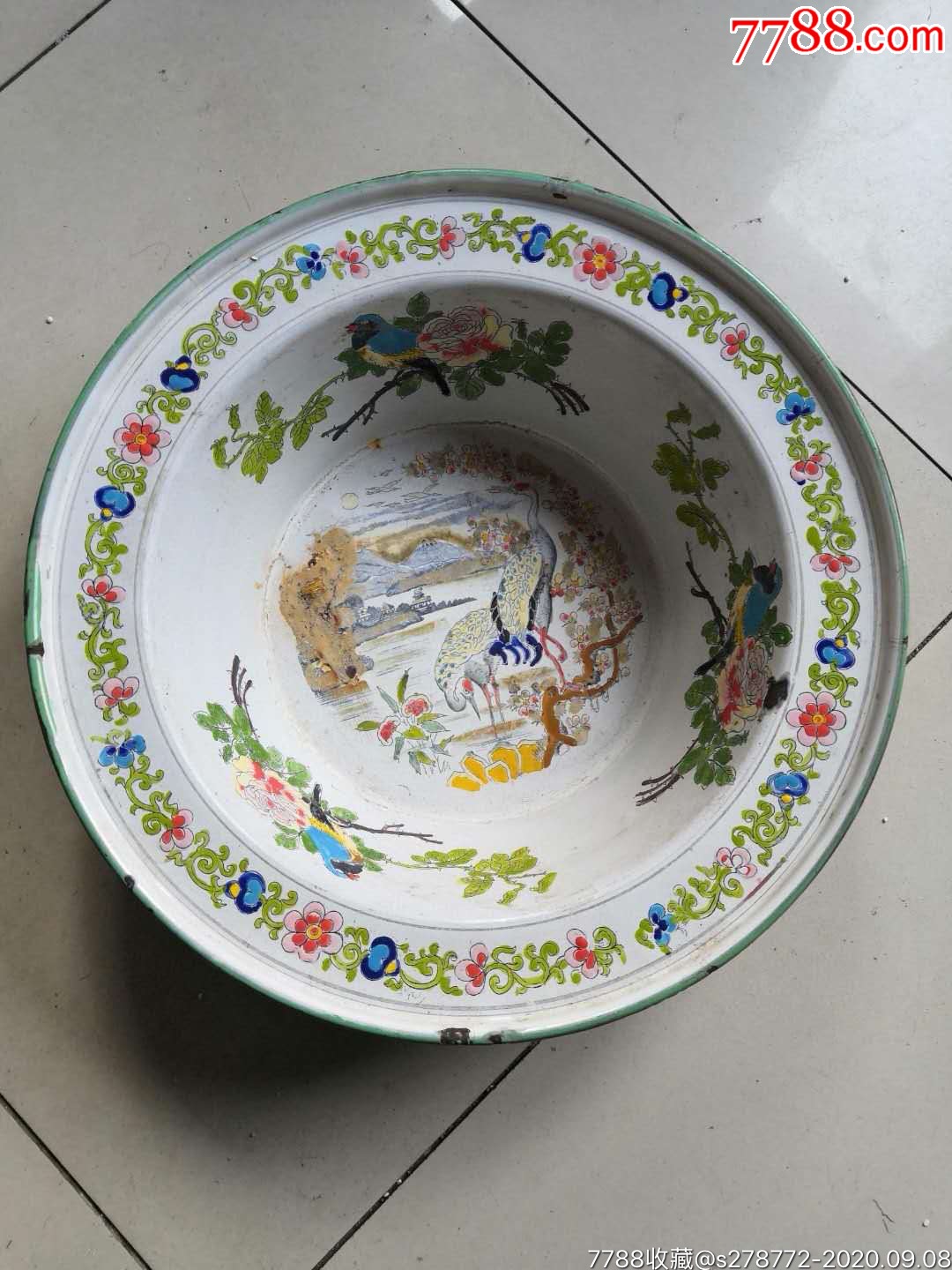 民国搪瓷花鸟洗手盆61