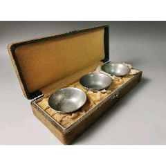 日本回流,锡酒杯三个,一盒,原盒,底款南锡,品如图(se75374522)_7788